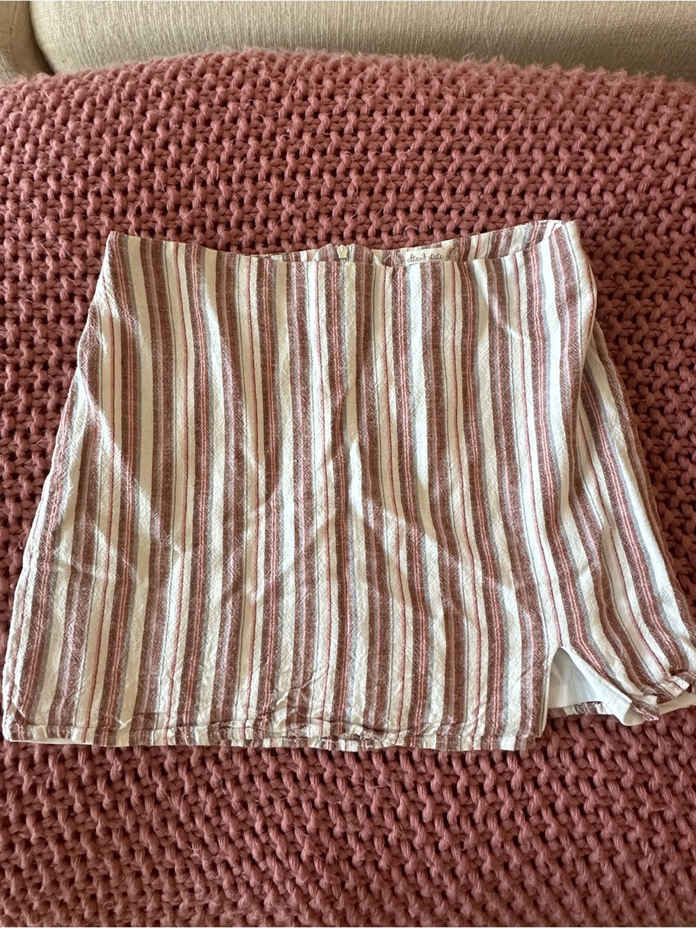 Altar'd State Cream and Mauve Striped Skirt